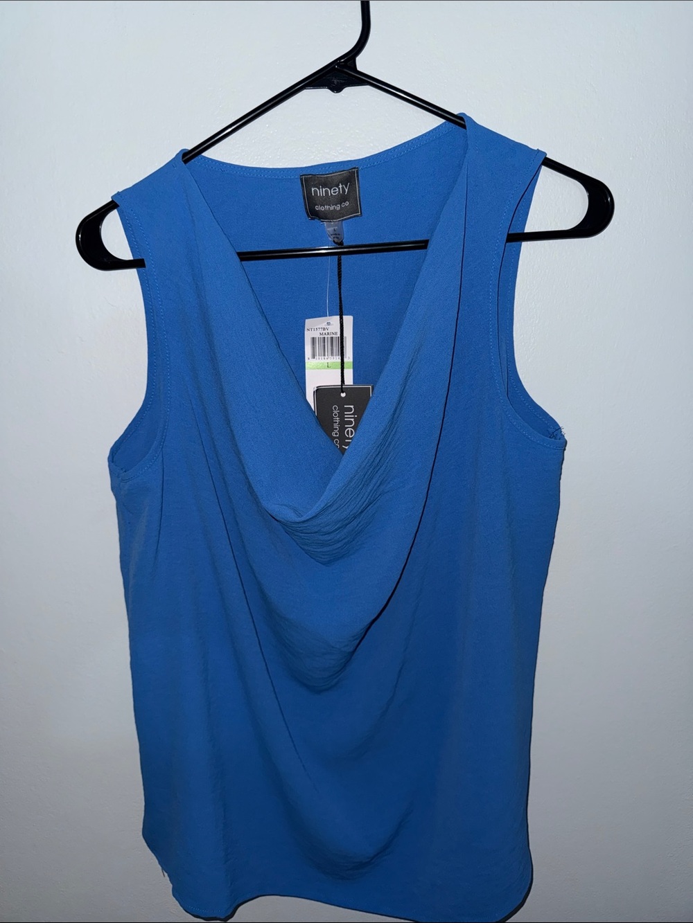 Ninety Sleeveless Draped Cowl Neck Top - Royal Blue